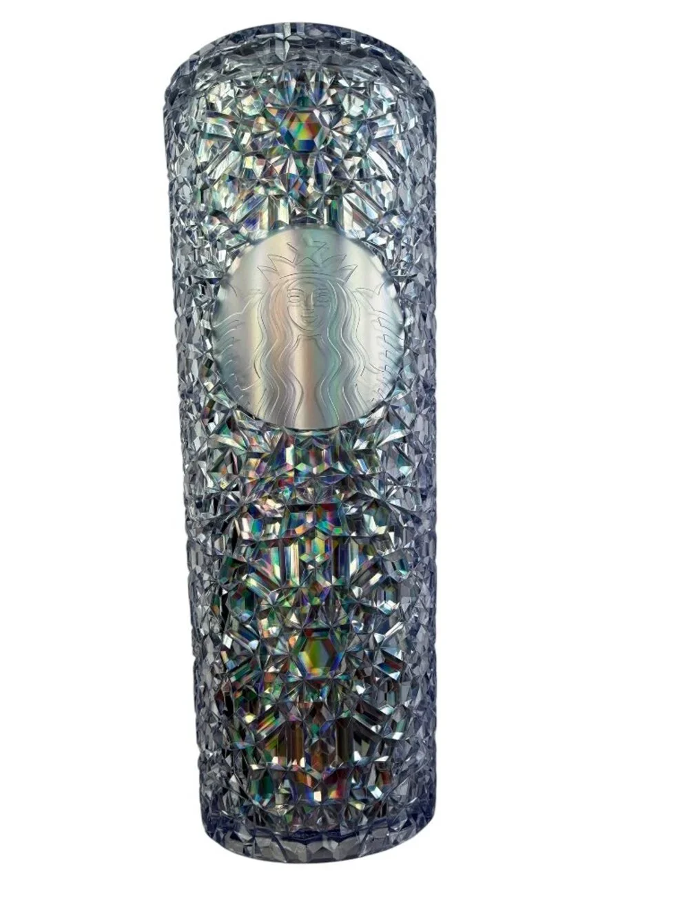 STARBUCKS Studded Acylic Plastic Tall Tumbler Geometric Iridescent Prism Rainbow